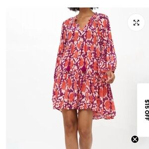 Oliphant Coral Python Tiered Dress  NWT XL